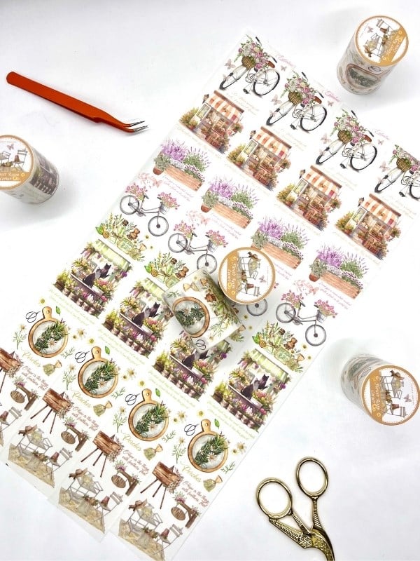 Vintage Çiçekçi Dükkanı ve Lavanta Temalı 2m Washi BantWashi Tape/Masking Tape/Desenli Bant