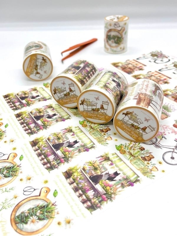 Vintage Çiçekçi Dükkanı ve Lavanta Temalı 2m Washi BantWashi Tape/Masking Tape/Desenli Bant