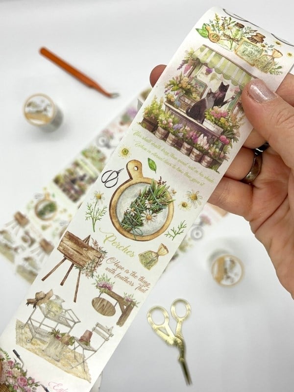 Vintage Çiçekçi Dükkanı ve Lavanta Temalı 2m Washi BantWashi Tape/Masking Tape/Desenli Bant