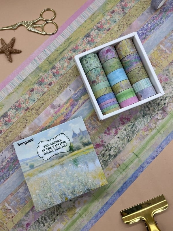 Vintage Doğa Temalı 20’li Washibant Set The Silence In The Painting Serisi (20*2m) Masking  Tape/Desenli Bant 