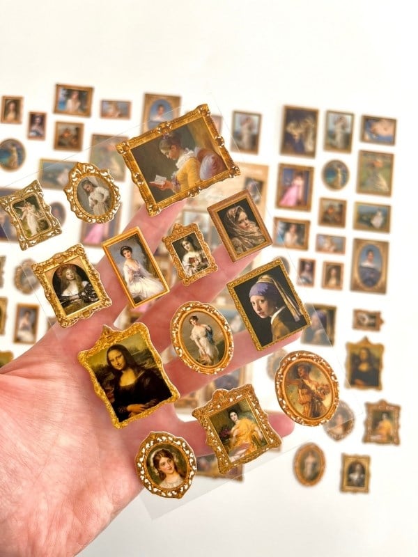 Vintage Girl Klasik Kadın Portre Tabloları Temalı 2 Yaprak 27 Adet Stereoskopik Sticker Seti/Etiket/Çıkartma