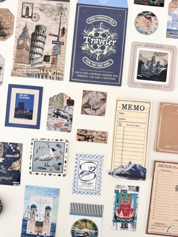 Vintage Global Travel Seyahat Temalı 154 Parça Dopdolu Journal Scrapbook Seti/Defter/Washi Bant