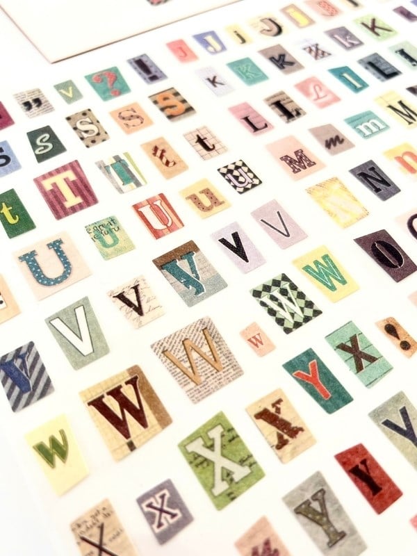 Vintage Harfler Rakamlar Ve Semboller Temalı 6 Yaprak 289 Adet Sticker Set / Etiket / Çıkartma