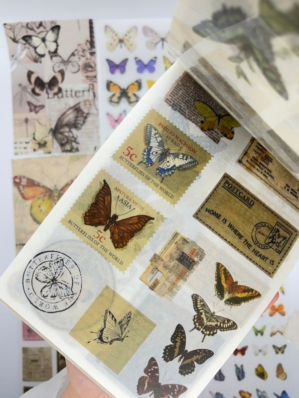 Vintage Kelebek Temalı 30 Yaprak 316 Adet Sticker 20 Yaprak Scrapbook Kağıdı Defteri/Etiket/Çıkartma