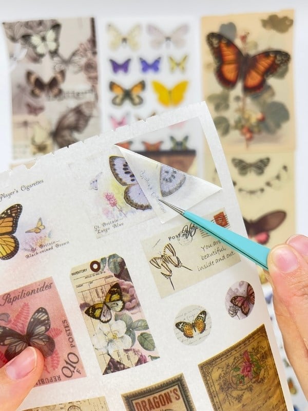 Vintage Kelebek Temalı 30 Yaprak 316 Adet Sticker 20 Yaprak Scrapbook Kağıdı Defteri/Etiket/Çıkartma