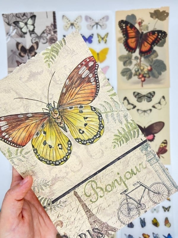 Vintage Kelebek Temalı 30 Yaprak 316 Adet Sticker 20 Yaprak Scrapbook Kağıdı Defteri/Etiket/Çıkartma
