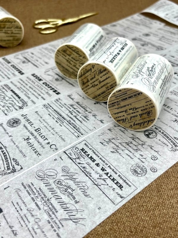 Vintage Letter Kraft 2m*6cm Washi Bant/Eski Kağıt Mektup Desenli Bant/Tipografi/Washi Tape/Masking Tape