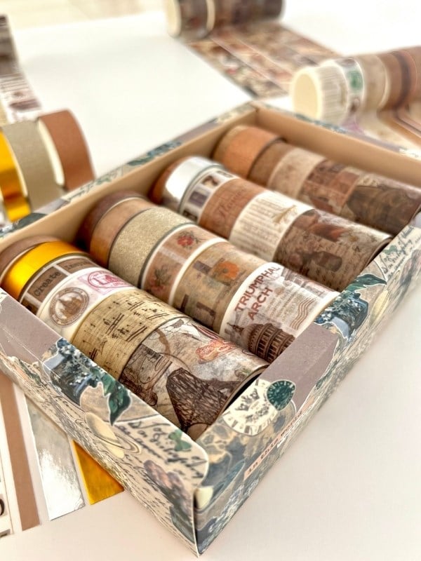 Vintage Old World Memories 24'lü Dekoratif Washi Bant Koleksiyon Seti/Washi Tape/Desenli Bant