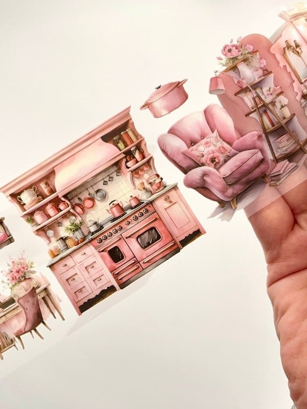 Vintage Pink Cozy Room Pembe Ev Tasarımı 2m Washi Bant/Masking Tape/Desenli Bant/Bullet Journal