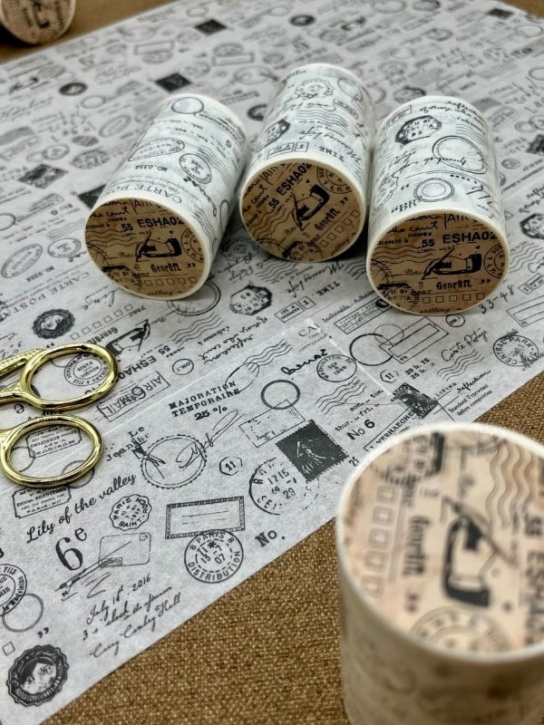 Vintage Postage Letter Kraft 2m*6cm Washi Bant/Kartpostal Damga&Pul Desenli Dekoratif Bant/Washi Tape/Masking Tape