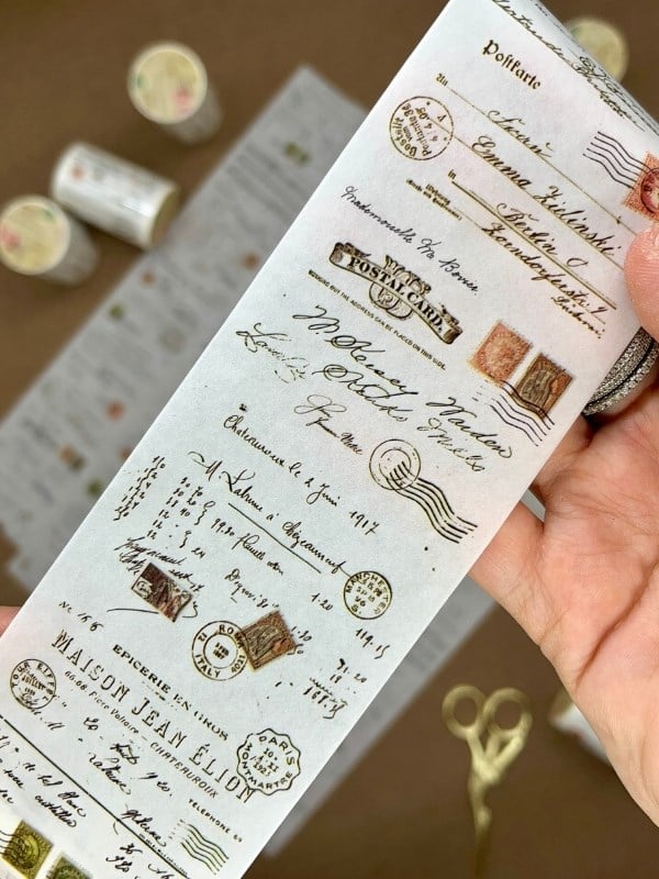 Vintage Postal Symphony Kraft 2m*6cm Washi Bant/Kartpostal Pul&Mektup Desenli Dekoratif Bant/Washi Tape/Masking Tape