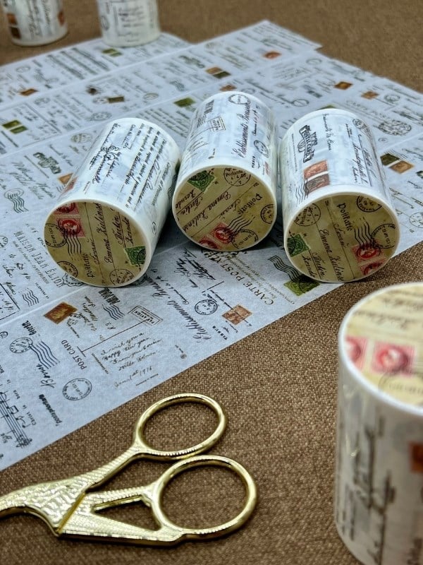 Vintage Postal Symphony Kraft 2m*6cm Washi Bant/Kartpostal Pul&Mektup Desenli Dekoratif Bant/Washi Tape/Masking Tape