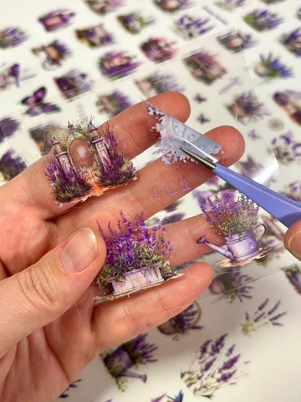 Vintage Purple Garden Lavanta Temalı 25 Yaprak 154 Adet Sticker Seti/Etiket/ Çıkartma