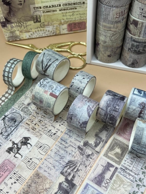 Vintage Retro Seyahat Temalı 20’li Washibant Set The Charlie Chronicle Fleeting Monologue Serisi (20*2m) Masking Tape/Desenli Bant