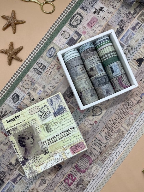 Vintage Retro Seyahat Temalı 20’li Washibant Set The Charlie Chronicle Fleeting Monologue Serisi (20*2m) Masking Tape/Desenli Bant
