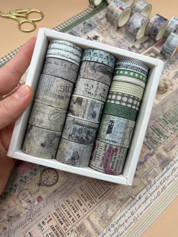 Vintage Retro Seyahat Temalı 20’li Washibant Set The Charlie Chronicle Fleeting Monologue Serisi (20*2m) Masking Tape/Desenli Bant