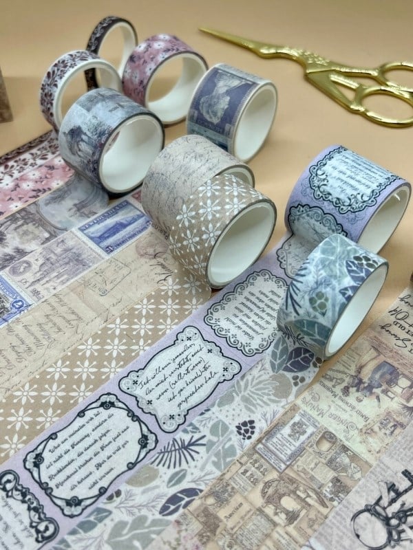 Vintage Retro Temalı 20’li  Washi Bant Seti – Letters from Anna Serisi (20*2 m) /Masking Tape/ Desenli Bant