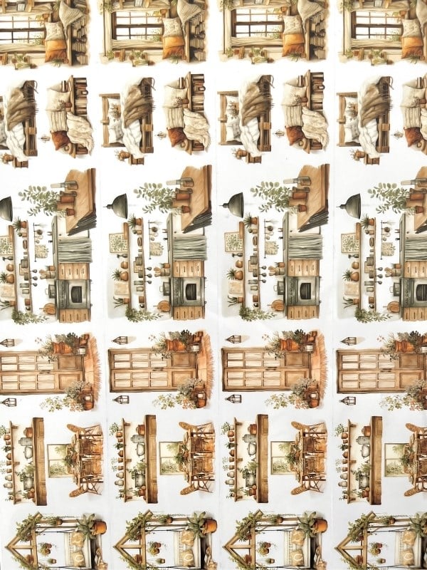 Vintage Rustic Home Beyaz İç Mekan Ev Tasarım 2m Washi Bant/Masking Tape/Desenli Bant/Bullet Journal