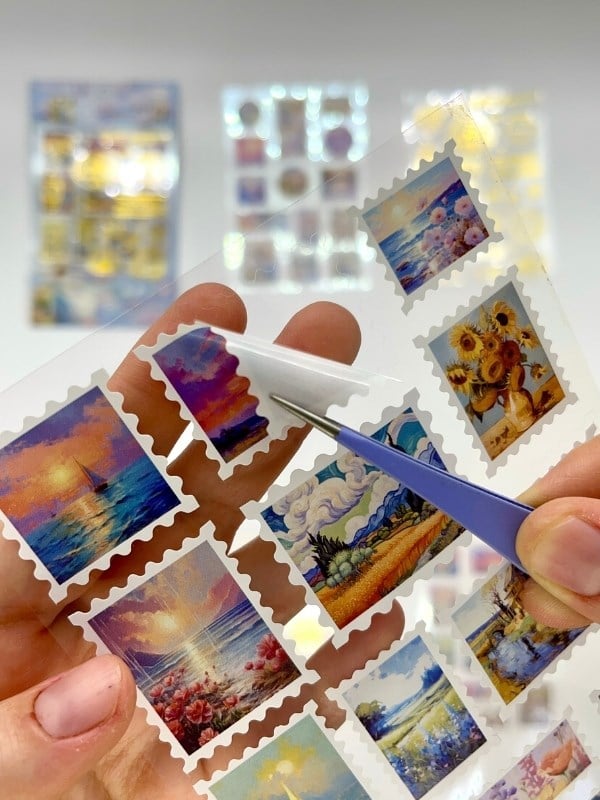 Vintage Sanatsal Doğa Ve Altın Yaldızlı Mühür Temalı 4Yaprak 65 Adet Pul Sticker Set/Etiket/Çıkartma