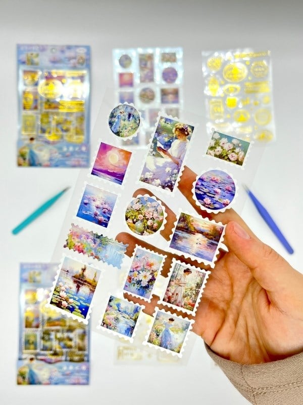 Vintage Sanatsal Doğa Ve Altın Yaldızlı Mühür Temalı 4Yaprak 65 Adet Pul Sticker Set/Etiket/Çıkartma