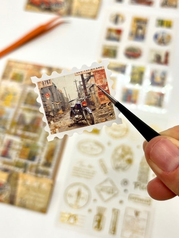 Vintage Şehir Seyahat Ve Altın Yaldızlı Mühür Temalı 4Yaprak 65 Adet Pul Sticker Set/Etiket/Çıkartma