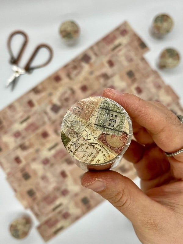 Vintage Sepia Postage Archive Washi Bant 2m*4cm/Sepya Kartpostal&Pul Desenli Dekoratif Bant/Washi Tape/Masking Tape