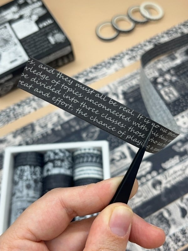Vintage Siyah Beyaz Temalı 20’li Washi Bant Black & White Memory/ Fleeting Monologue Serisi (20*2m) Masking  Tape/Desenli Bant 