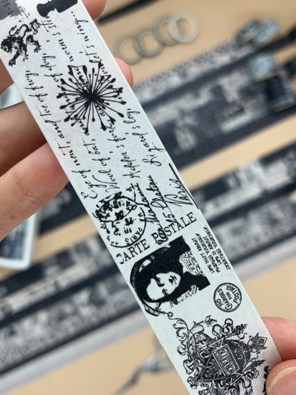 Vintage Siyah Beyaz Temalı 20’li Washi Bant Black & White Memory/ Fleeting Monologue Serisi (20*2m) Masking  Tape/Desenli Bant 
