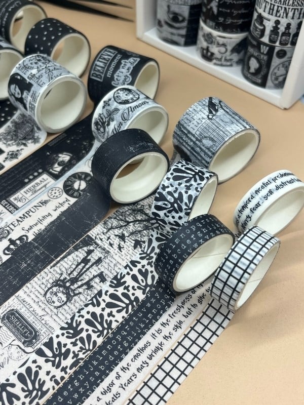Vintage Siyah Beyaz Temalı 20’li Washi Bant Black & White Memory/ Fleeting Monologue Serisi (20*2m) Masking  Tape/Desenli Bant 