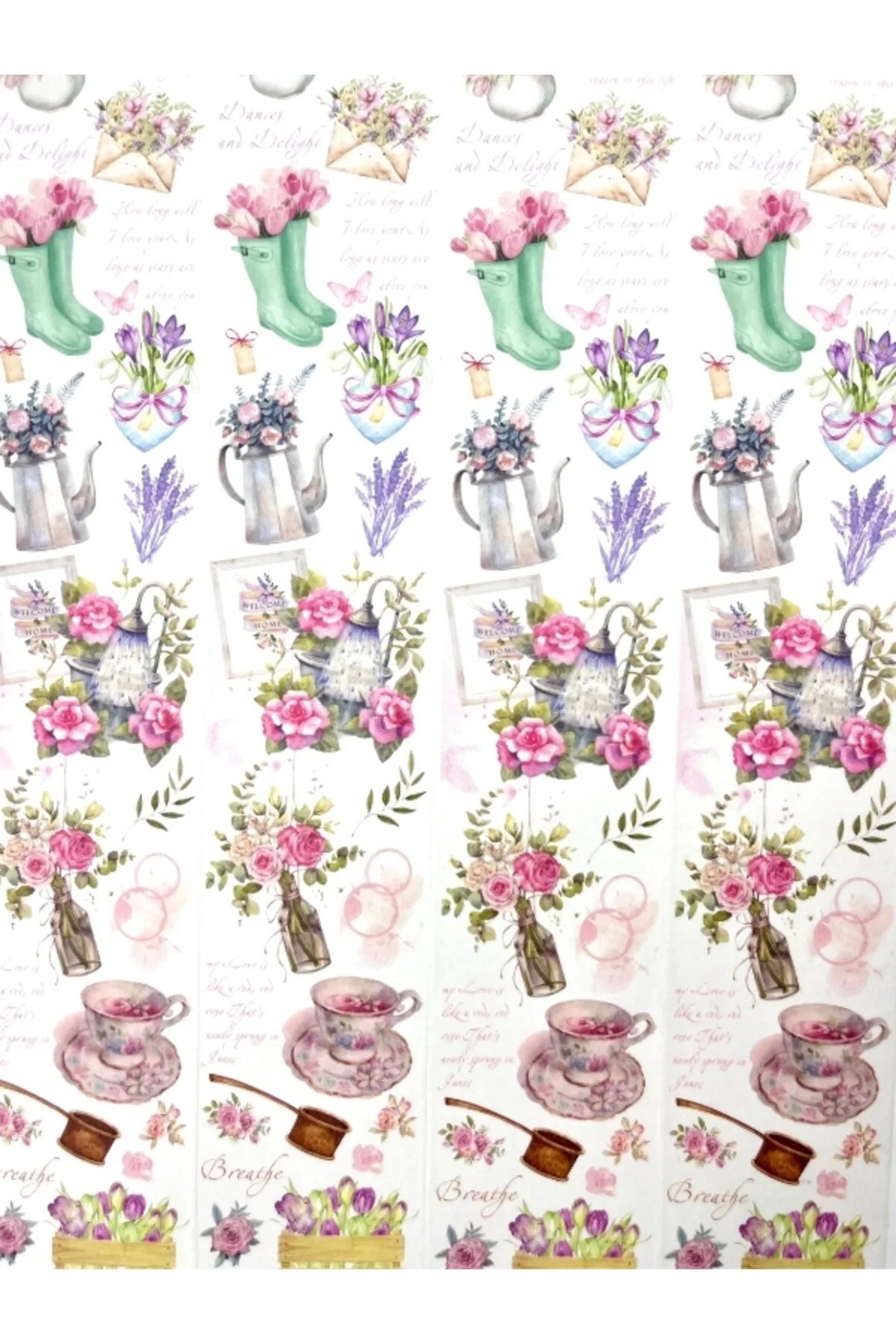 Vintage Tea Garden 2m Washi Bant/Washi Tape/Masking Tape/Desenli Bant
