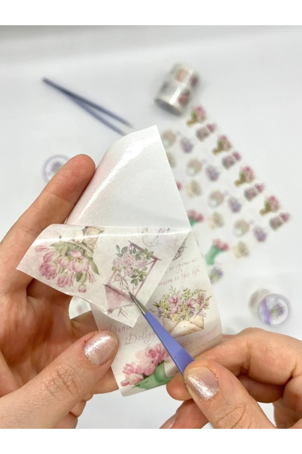 Vintage Tea Garden 2m Washi Bant/Washi Tape/Masking Tape/Desenli Bant