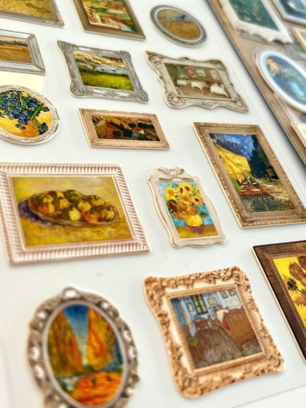 Vintage Van Gogh's Dream Tabloları Temalı 2 Yaprak 27 Adet Stereoskopik Sticker Seti/Etiket/Çıkartma