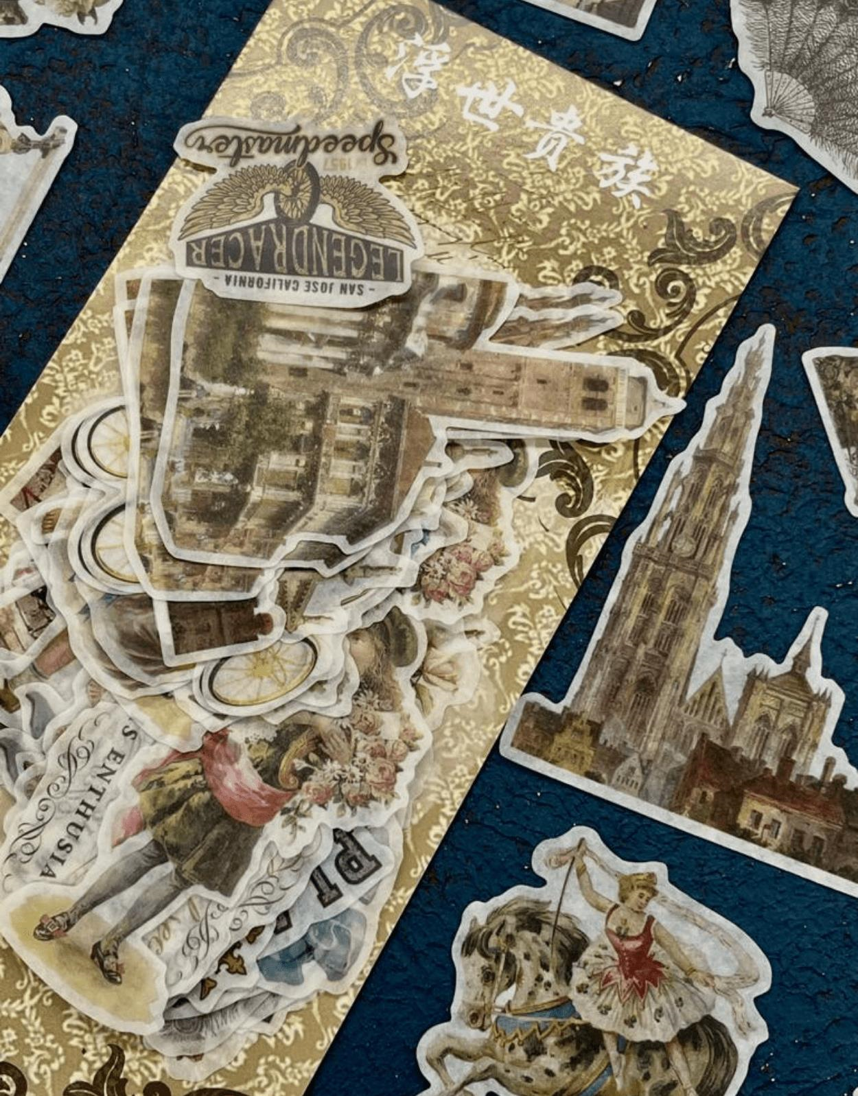 Vintage Victoria Sanatı 60 Adet Sticker Set/Çıkartma/Etiket/Bullet Journal/Scrapbook