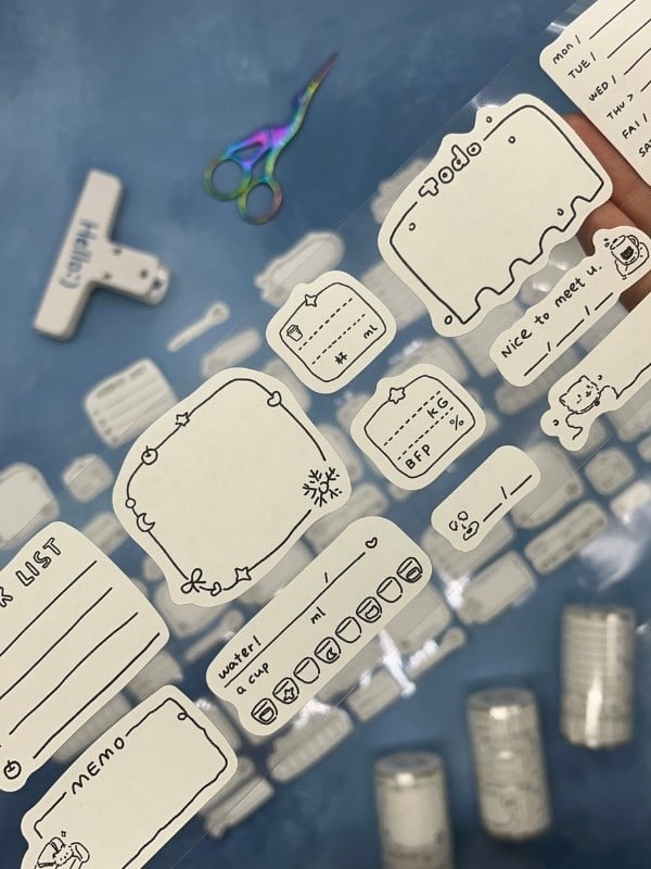 Weekly Memo Checklist Temalı 2m 101 Adet Sticker Washi Bant/Masking Tape/Desenli Bant/Bullet Journal