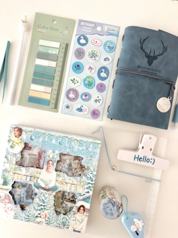 Winter Blue Dream Journal Box Kış Temalı 11 Parça Hediyelik Set/Sticker/Defter/İndeks/Washi Bant