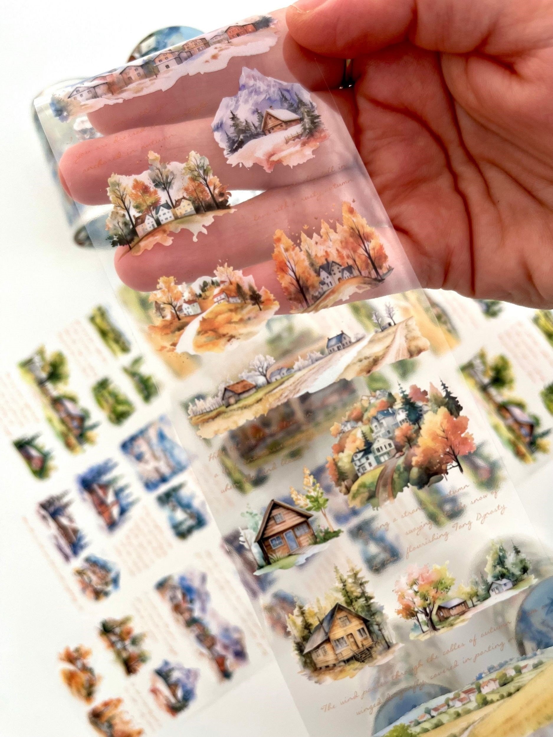Wooden Cabin Ormanlık Ev Temalı 2m Pet Washi Bant/Masking Tape/Desenli Bant/Bullet Journal