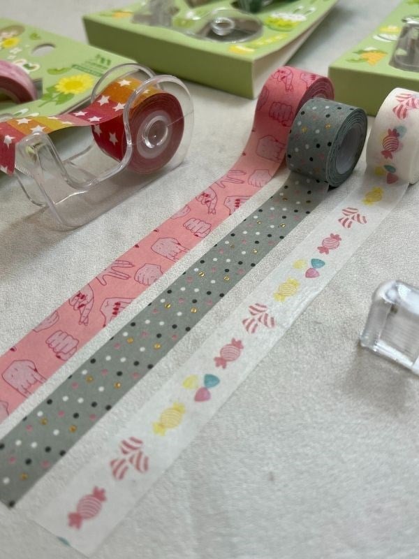 Yeşil Renk 2+1 Washi Bant ve Kesim Aparatlı Mini Set/ Washi Tape / Bullet Journal