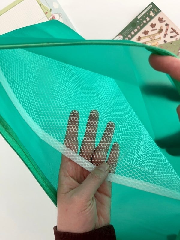 Yeşil Yarı Şeffaf Büyük Boy Çift Bölme Fermuarlı Organizer Dosya Çantası (38*26,5cm)/Toparlayıcı