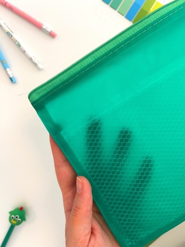 Yeşil Yarı Şeffaf Küçük Boy Çift Bölme Fermuarlı Organizer Dosya Çantası (23*16.5cm)/Toparlayıcı