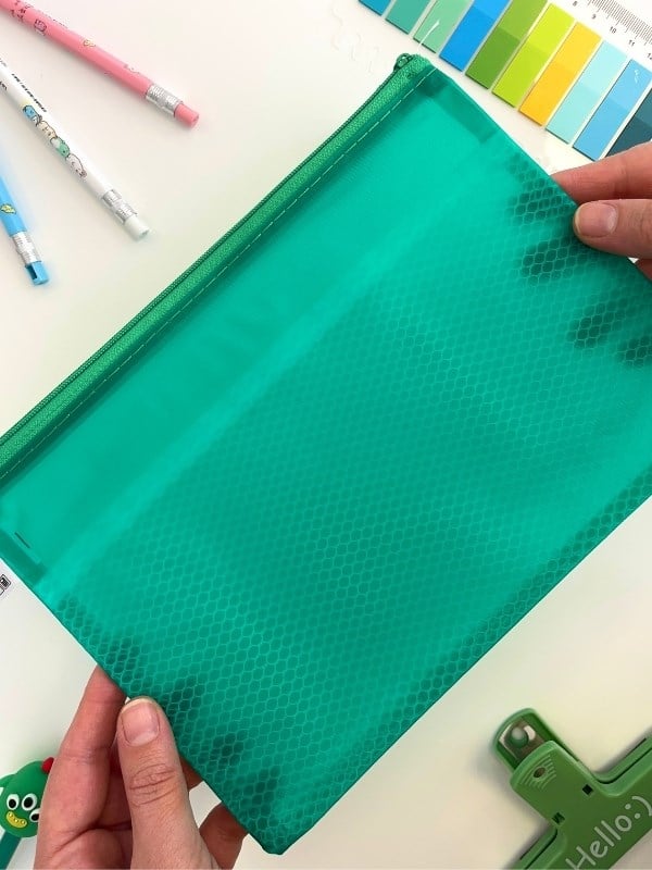 Yeşil Yarı Şeffaf Küçük Boy Çift Bölme Fermuarlı Organizer Dosya Çantası (23*16.5cm)/Toparlayıcı