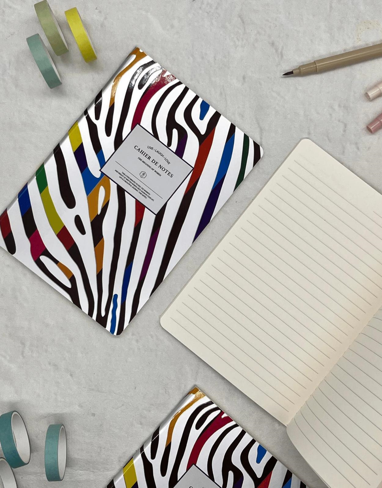 Zebra Desenli Çok Renkli Çizgili 40 Yaprak  Defter / Notebook / Okul Defteri