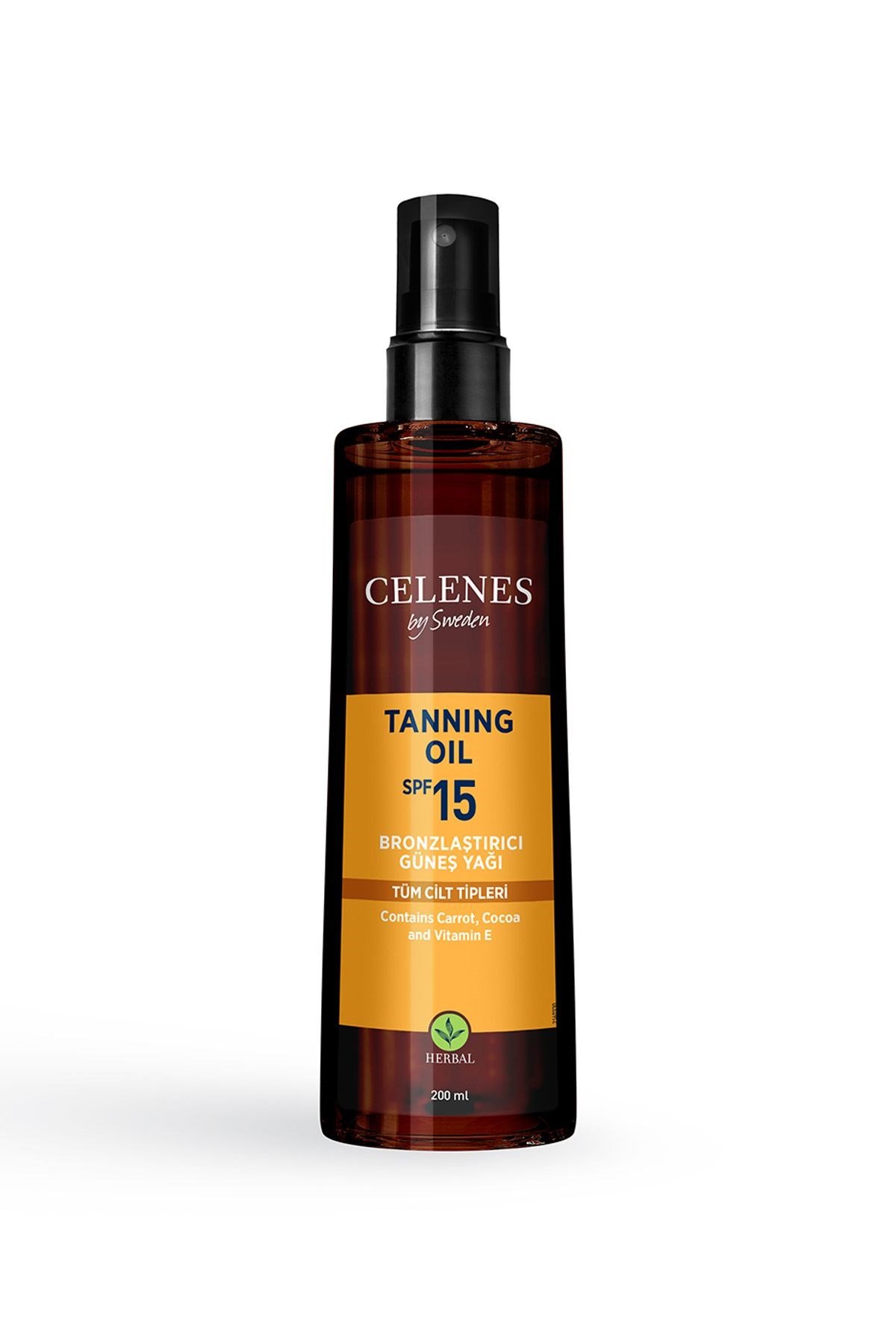 Celenes By Sweden Herbal Bronzlaştırıcı Yağ 15 Faktör 200 ml  