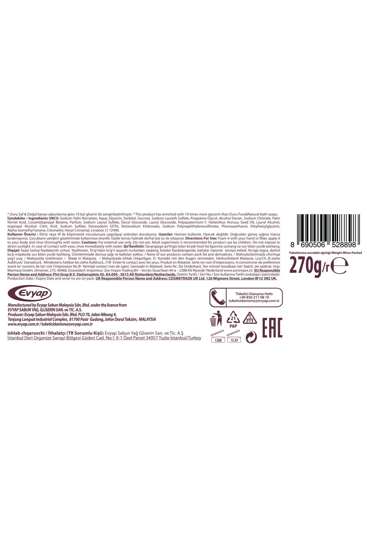 Duru Hydro Pure Sakuraçiçeği Sabun 270 g (3 adet)