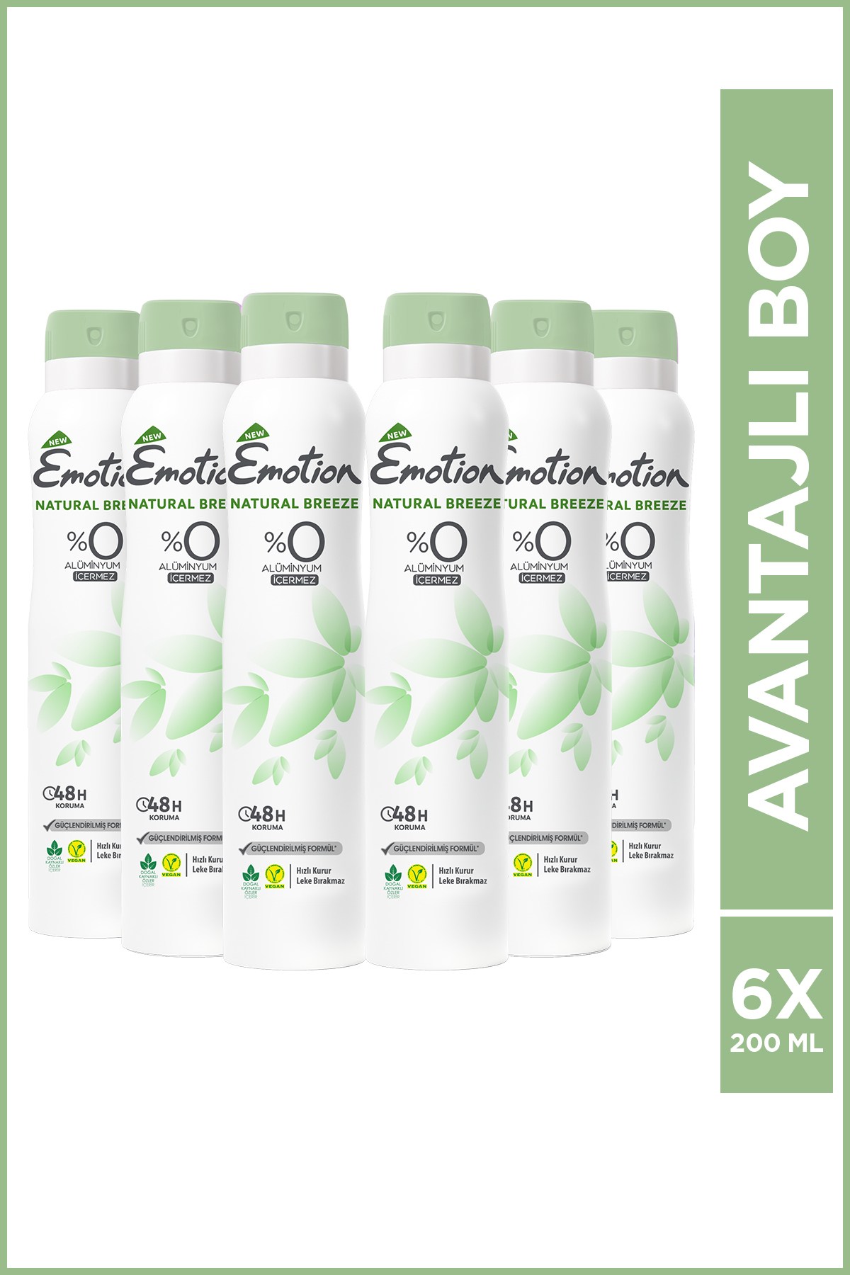 Emotion Natural Breeze Kadın Deodorant 200 ml (6 adet)
