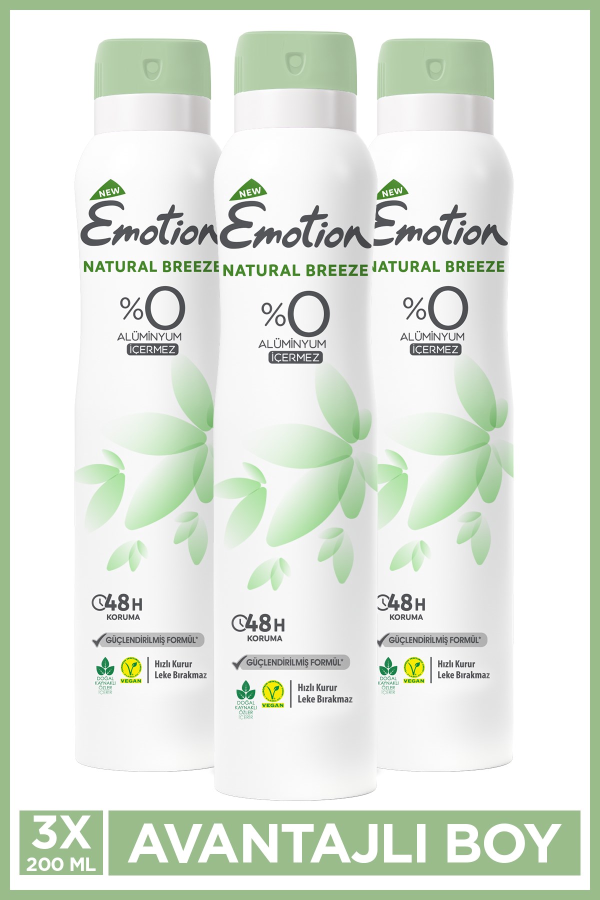 Emotion Natural Breeze Kadın Deodorant 200 ml (3 adet)