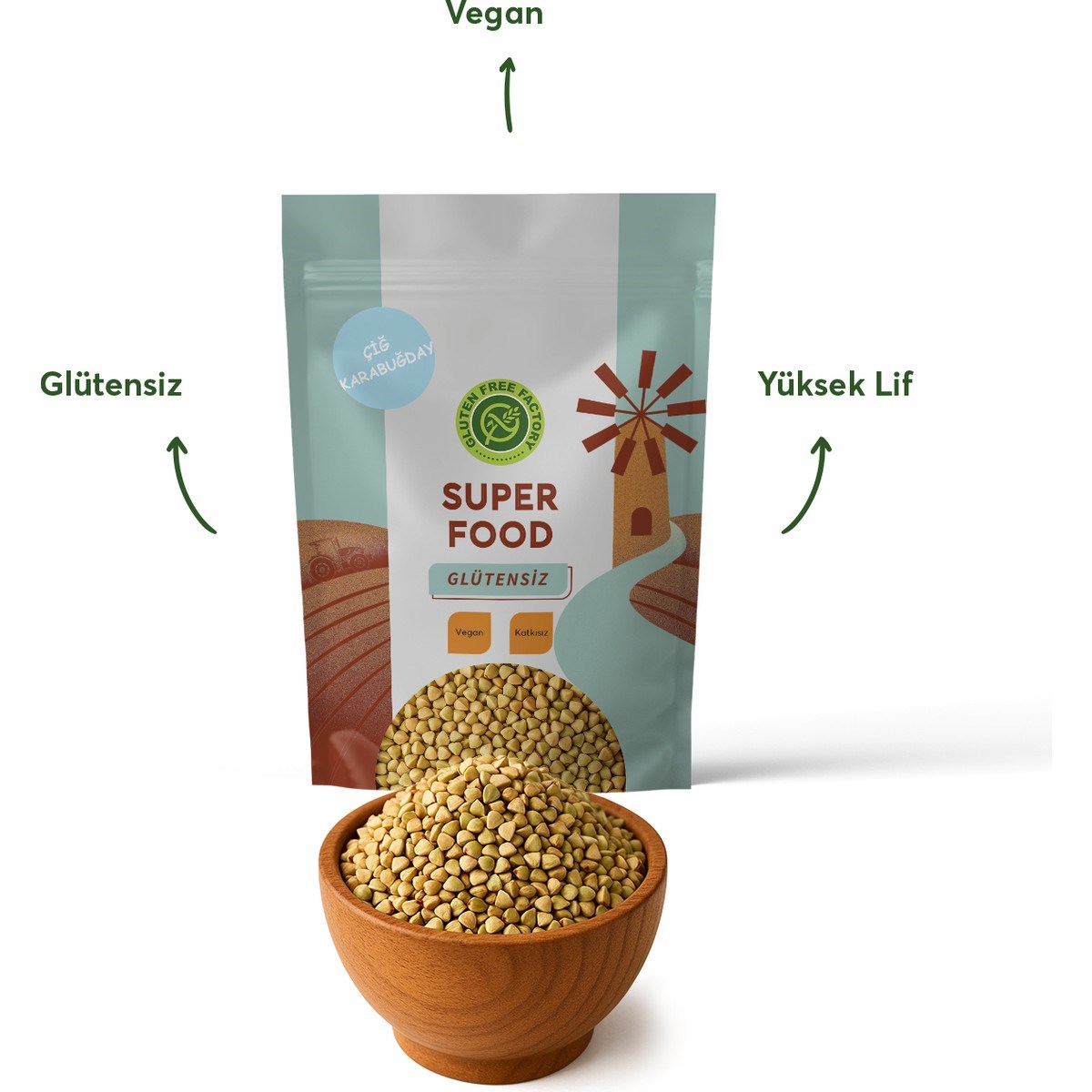 Glütensiz Fabrika Çiğ Karabuğday 1000 g  
