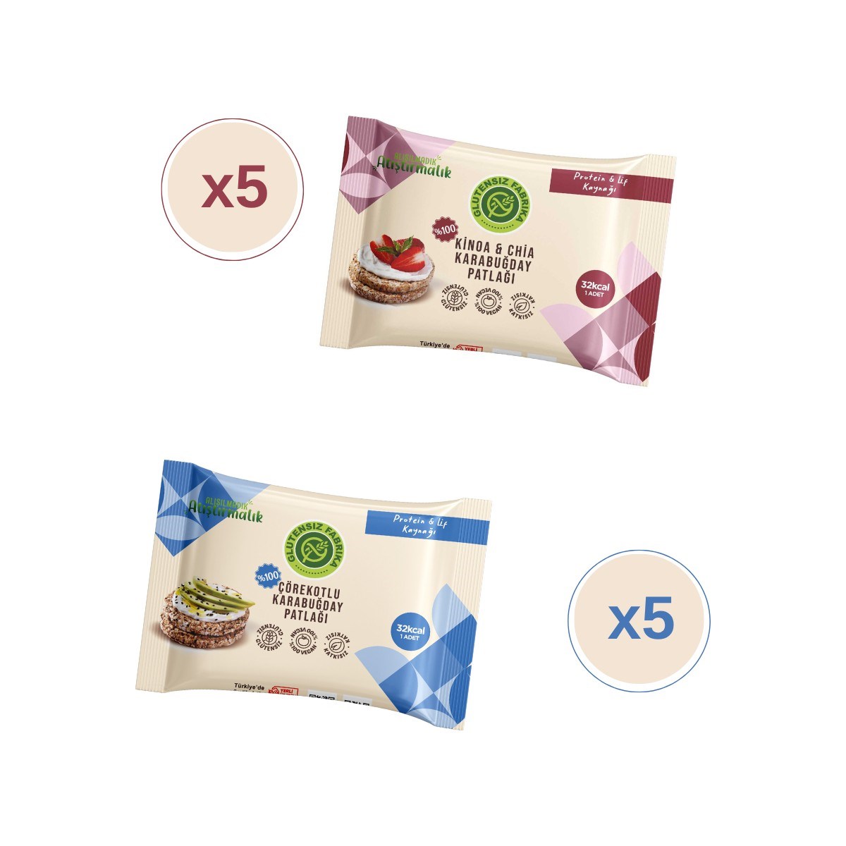 Glütensiz Fabrika Karabuğday Patlağı Karma (10 Paket)