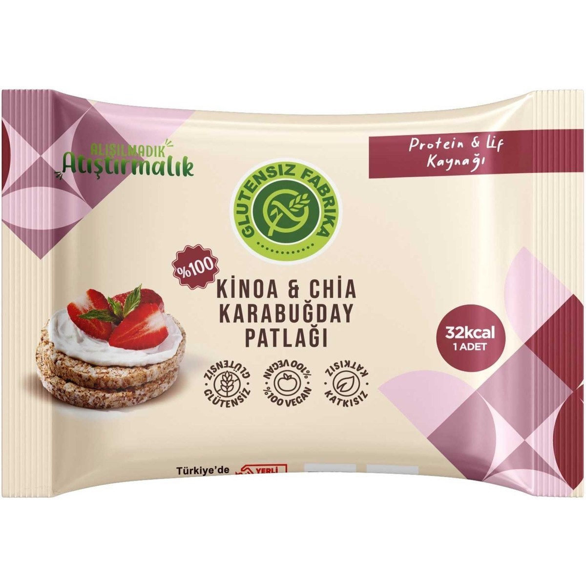 Glütensiz Fabrika Karabuğday Patlağı Kinoa & Chia 24 g (10 Paket)