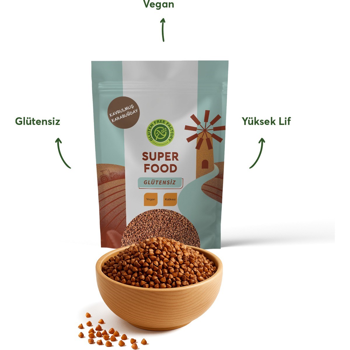 Glütensiz Fabrika Kavrulmuş Karabuğday 1 kg  