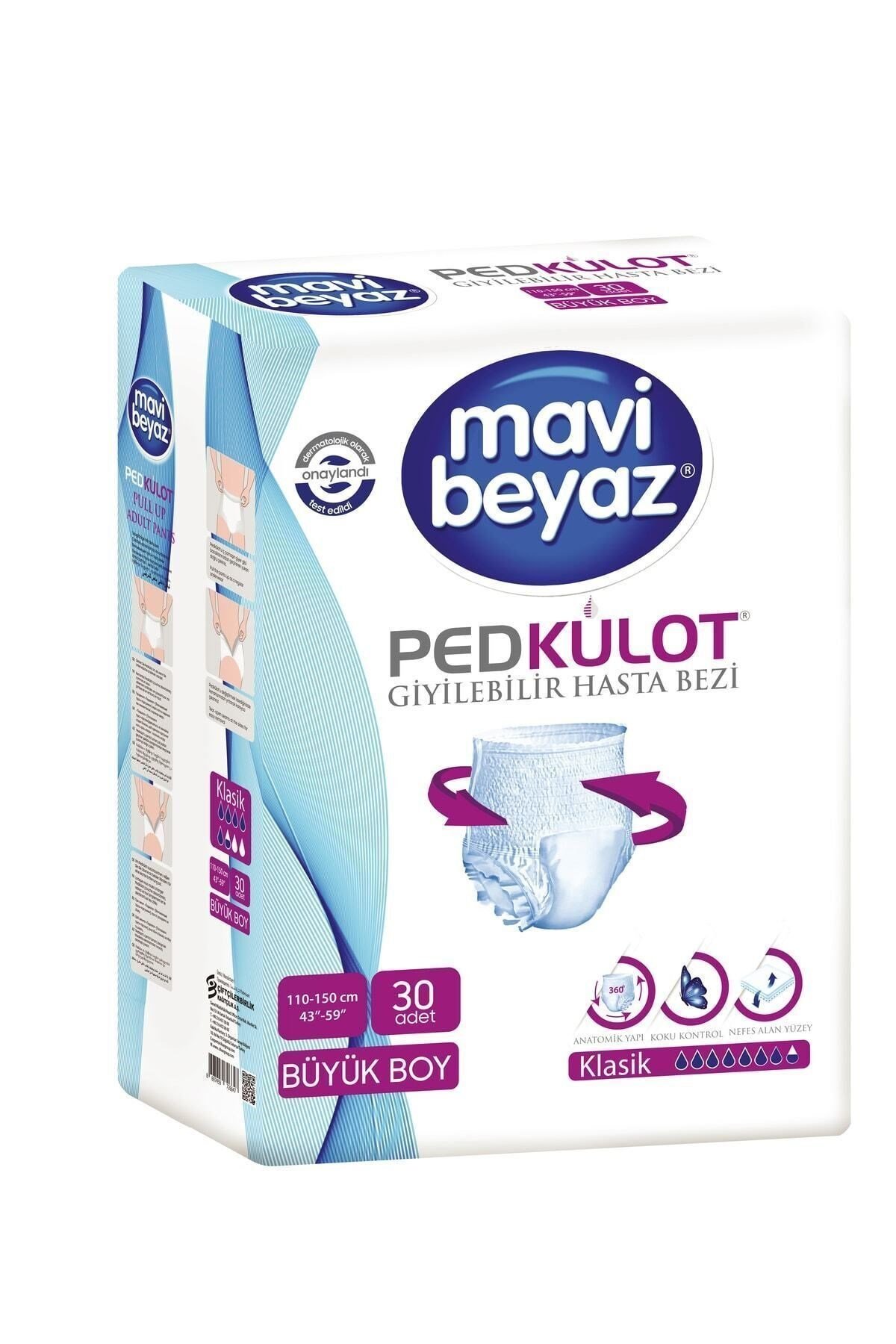 Mavi Beyaz Ped Emici Külot Hasta Bezi L Beden (30 adet)  